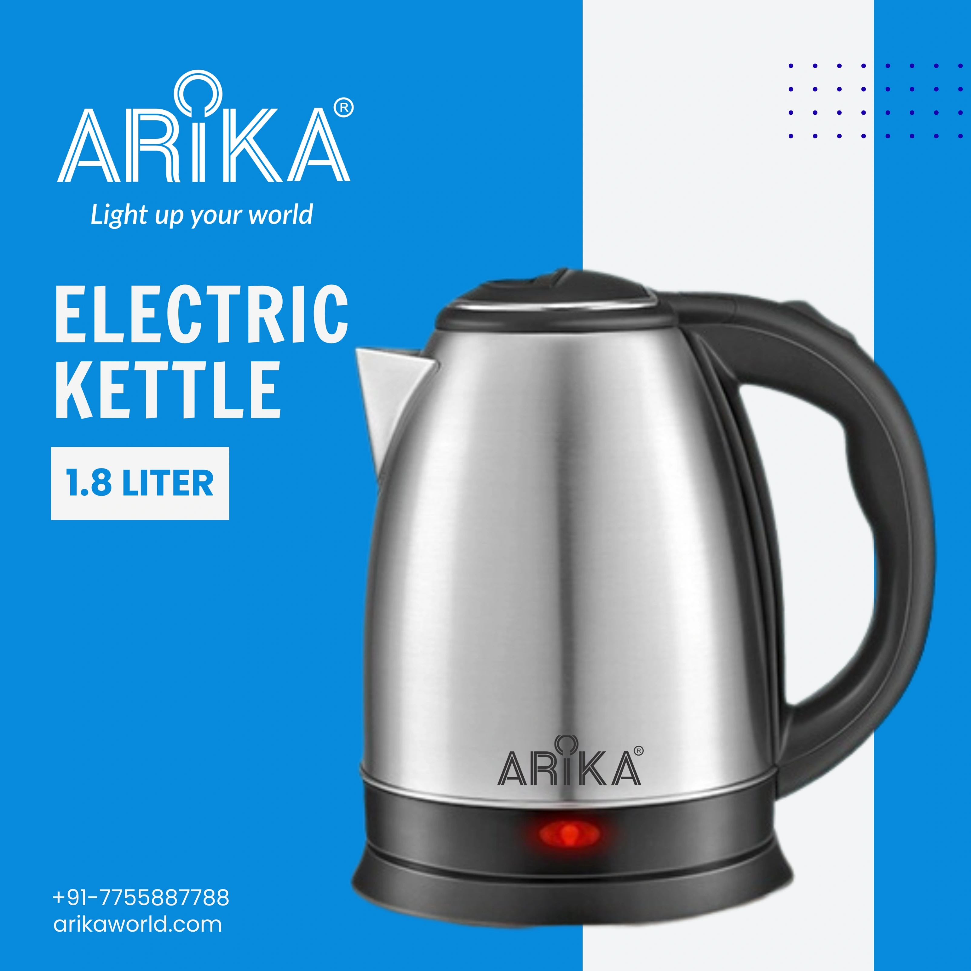 Arika silver Kettle 1.8 Litre